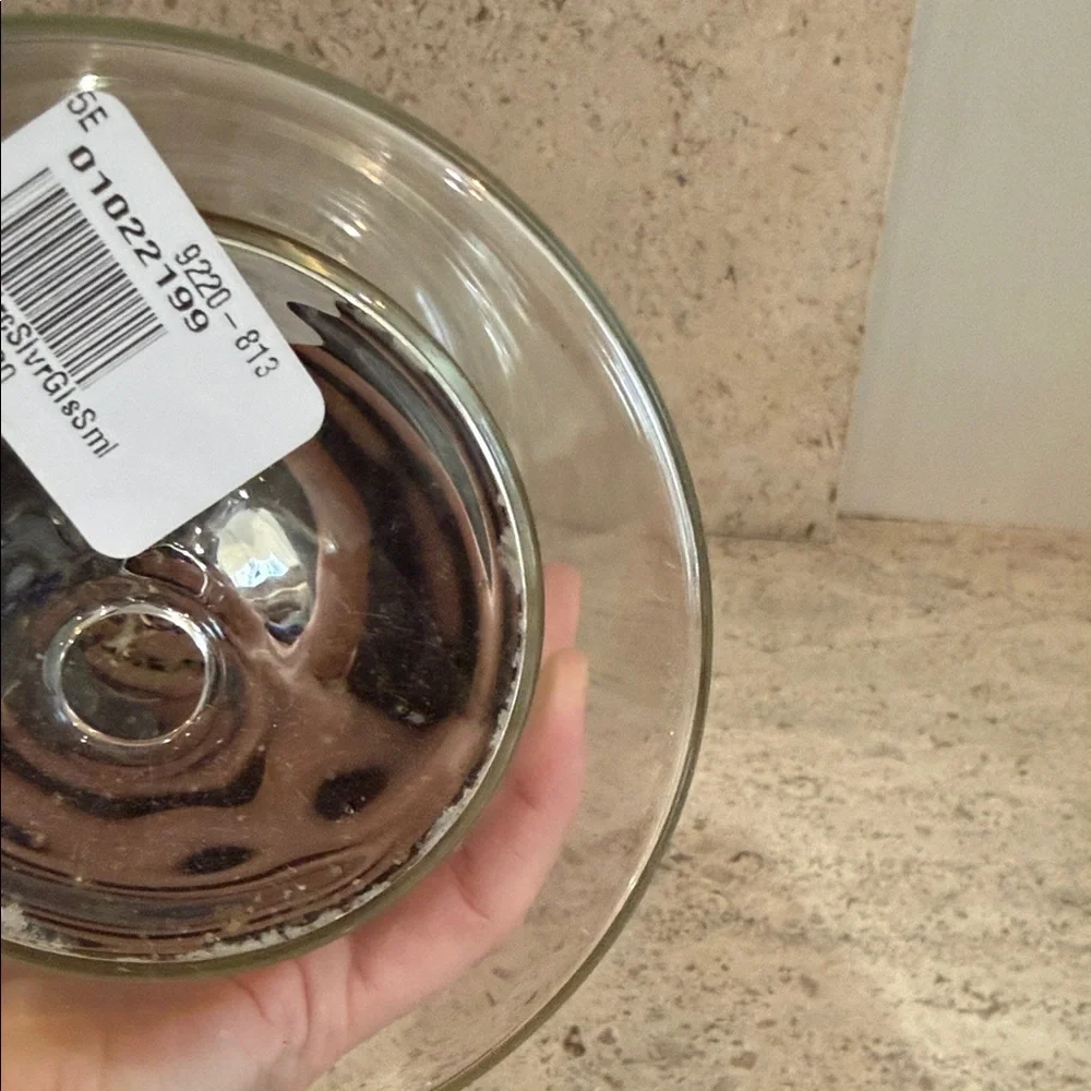 West Elm Silver Metallic Vase/Candle Holder